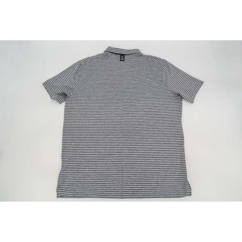Tiger Woods Nike Dri-FIT Polo‎ Shirt Mens Large Gray Striped Short Sleeve BQ6722